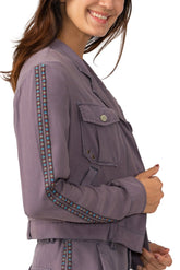 Tencel jacket with side tapes in Violet
